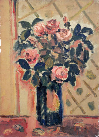 Quadro di Emanuele Cappello Vaso di fiori - olio tela di juta 